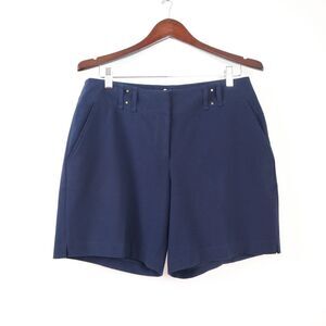 Vintage Cache Size 8 Crepe Woven Shorts Studded Detail Navy Blue
